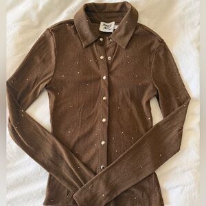 Princess Polly Chocolate Button-Down Shirt